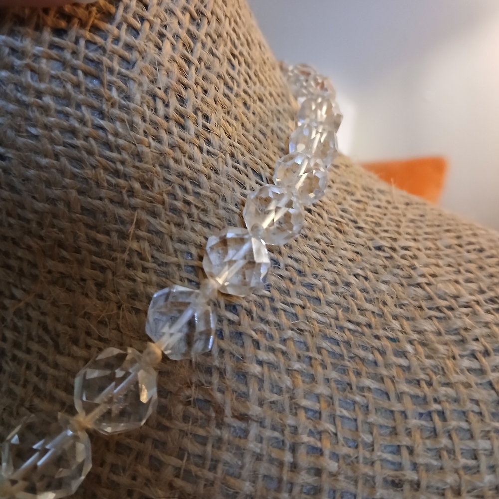 Vintage Graduated Crystal Beaded Necklace Faceted Beads 10k Clasp - Picture 4 of 10
